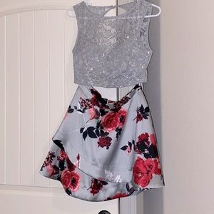 Two piece grey Windsor homecoming dress.